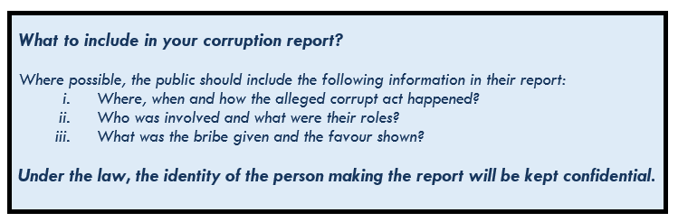 What to include in your corruption report?
